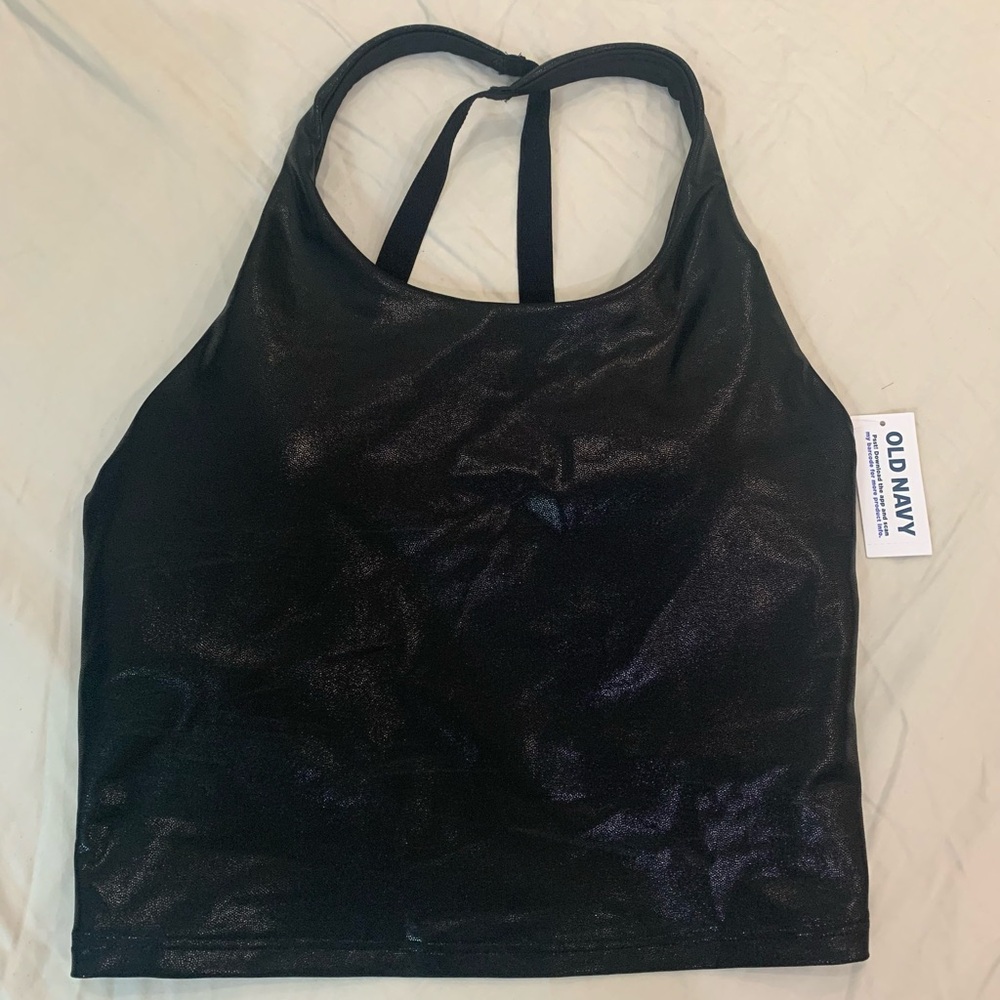 Old navy black shimmer cropped active top